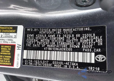 2018 Toyota Avalon Xle from USA, damaged, VIN 4T1BK1EB8JU283305